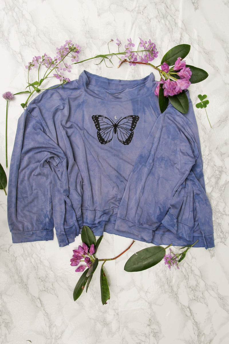 Periwinkle Moon Moth Sweatshirt Tunic