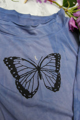 Periwinkle Moon Moth Sweatshirt Tunic